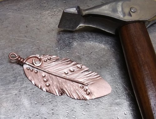 Judy Larson's Copper Feather Earrings - , Metalwork, Butane Torch, Soldering, Solder, copper feather earrings